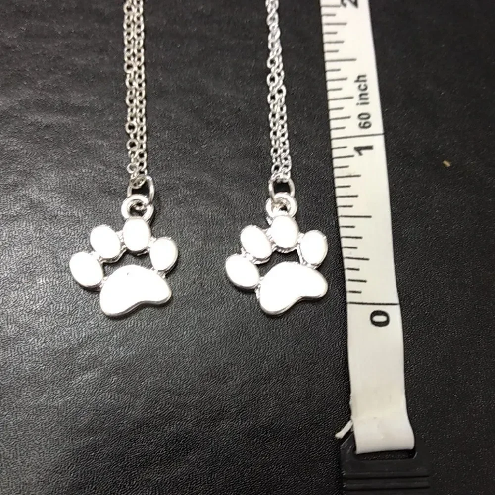 Paw print necklace earrings and bracelet matching set